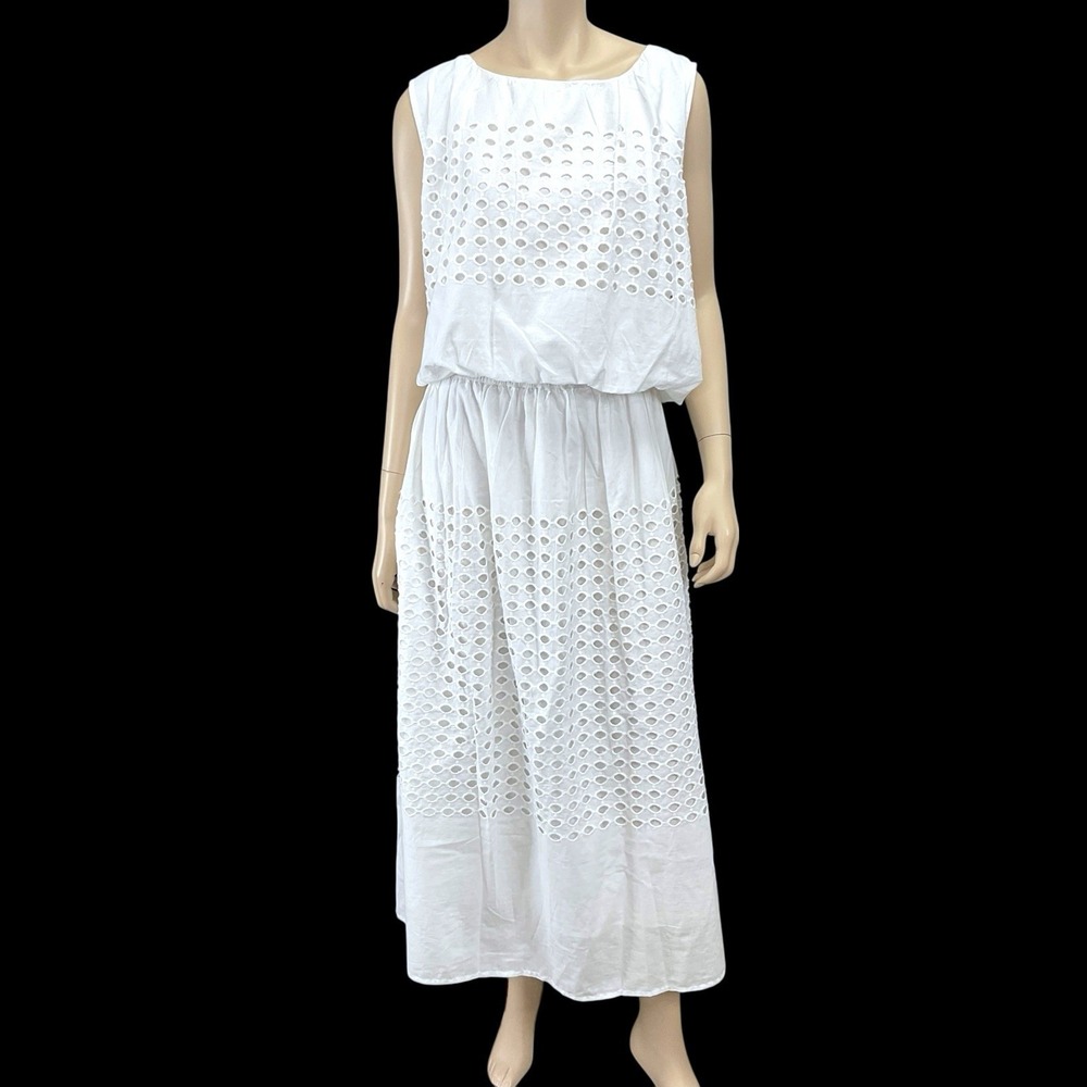 Jennifer & Grace Sleeveless Crop Bubble Top And Maxi Skirt Set White Large NWT
